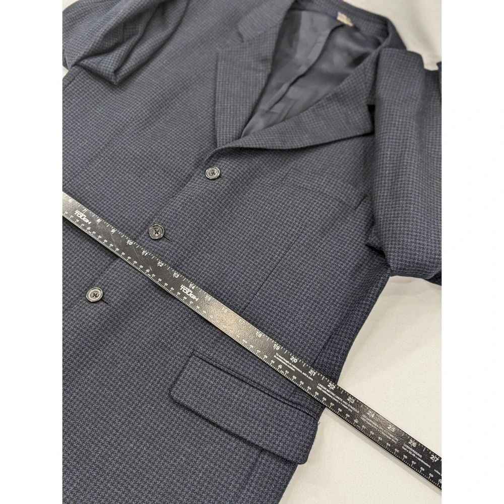 Harold Powell Alpaca Wool Blazer Sport Suit Jacket Blue Black Houndstooth 44R